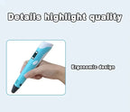 3D Printing Pen with LED Display Adjustable Temperature for Kids Creative Art and DIY Drawing