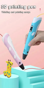 3D Printing Pen with LED Display Adjustable Temperature for Kids Creative Art and DIY Drawing