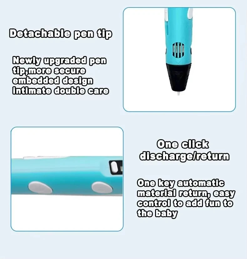 3D Printing Pen with LED Display Adjustable Temperature for Kids Creative Art and DIY Drawing