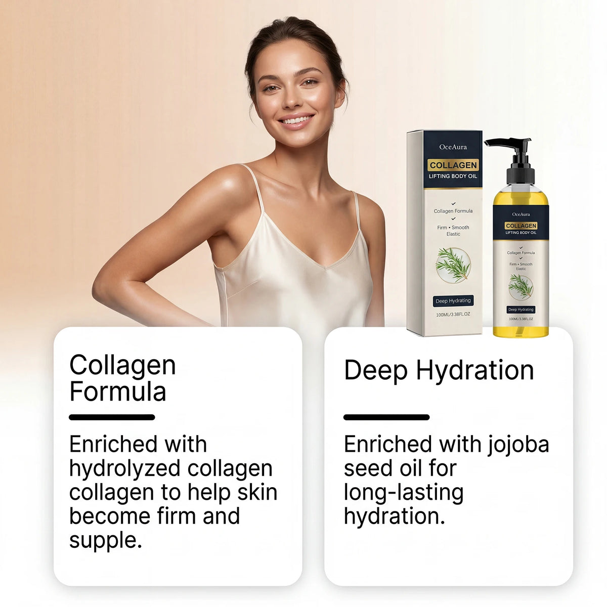 Collagen Lifting Body Oil Moisturizing Firming Skin Care for Women and Men Daily
