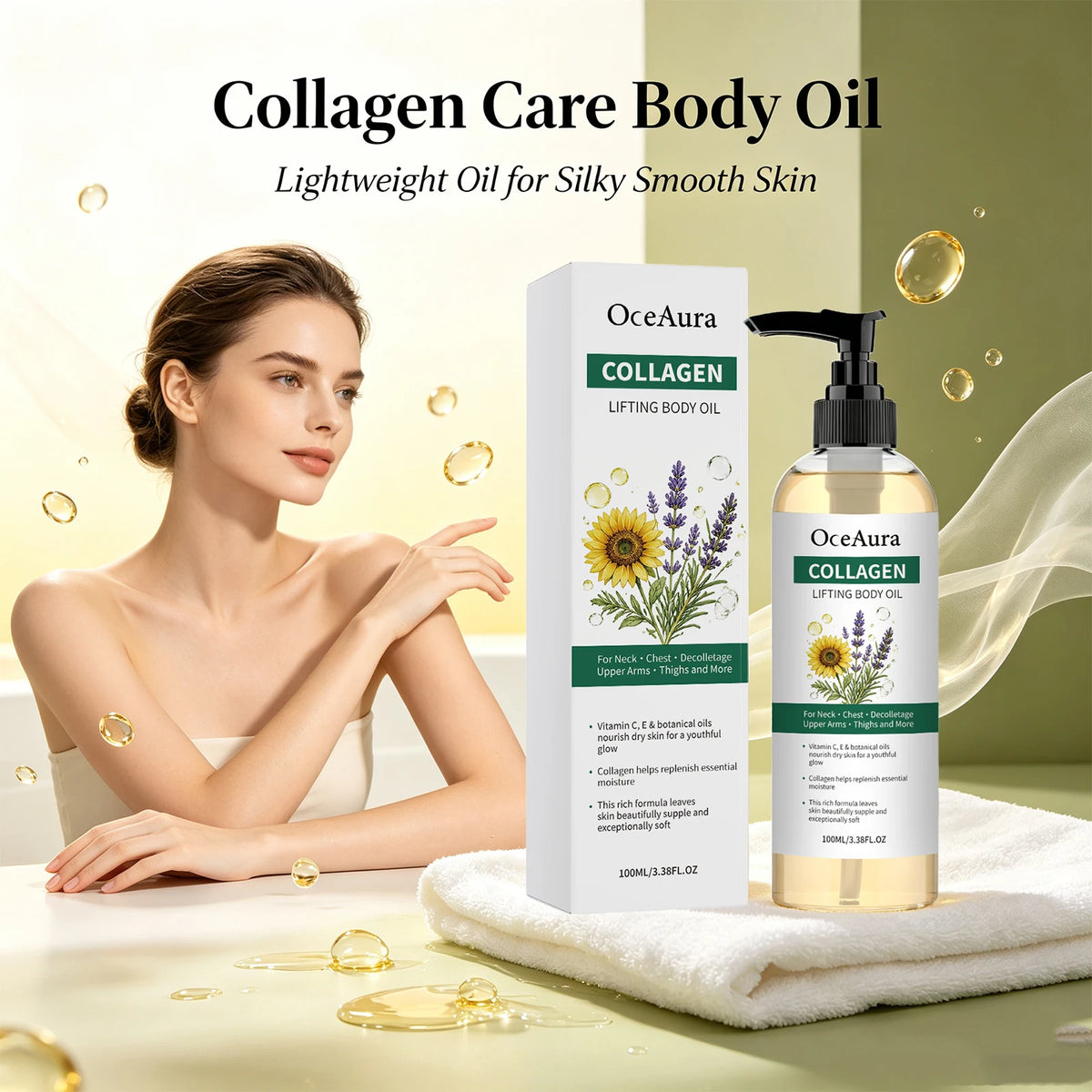 Collagen Body Oil Nourishing Hydration for Dry Skin Women and Men Daily Body Care Routine