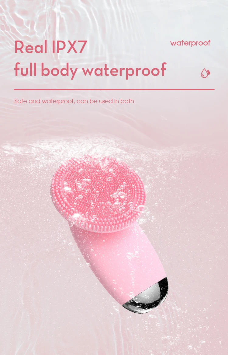 Electric Facial Cleansing Brush Sonic Vibration Scrubber for deep pore cleaning at home