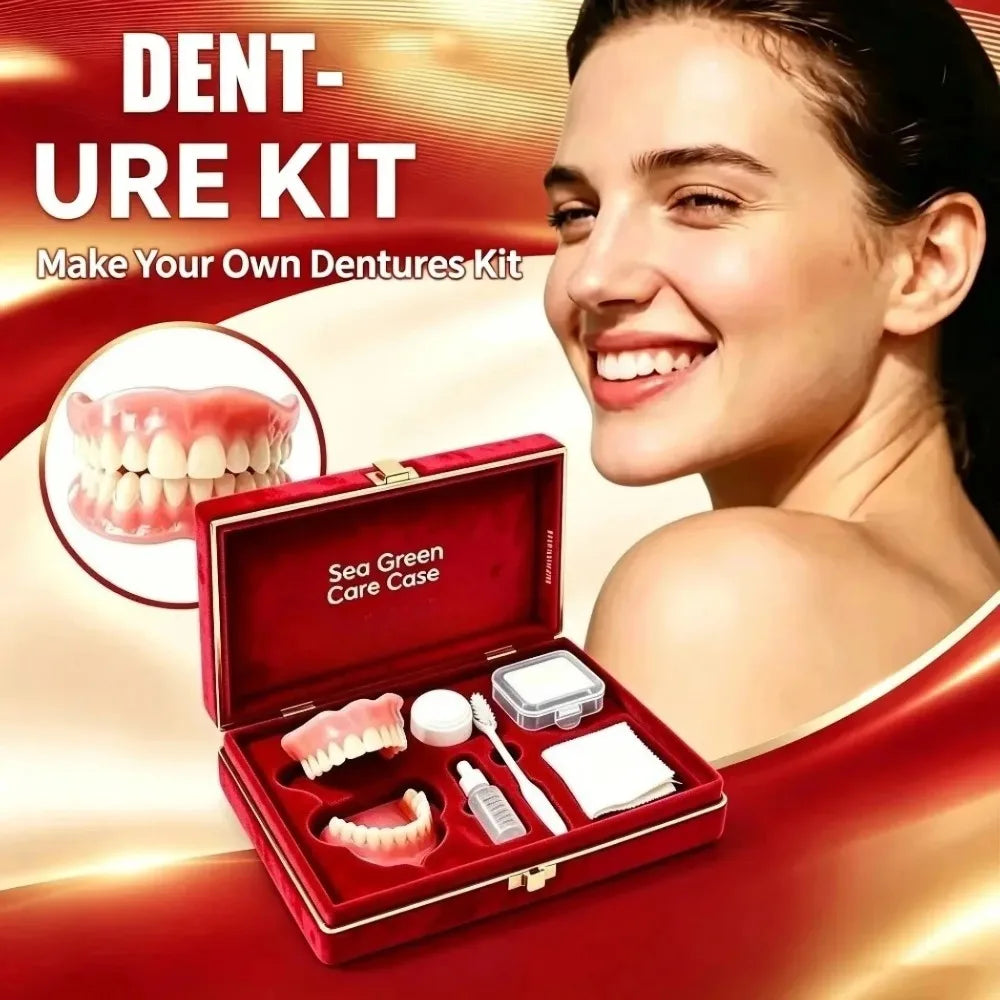 Comfort Silicone Dentures Set with Care Case for Adults at Home for Daily Dental Hygiene