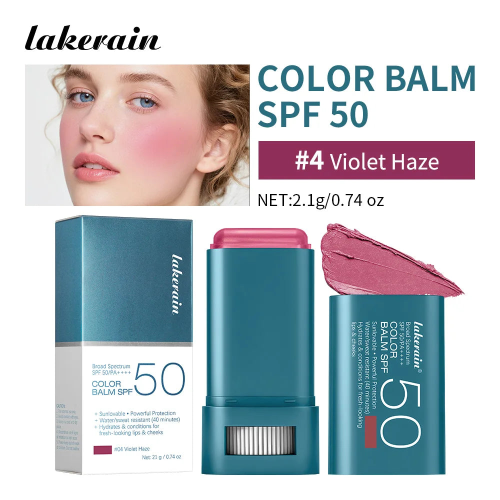 Color Balm SPF 50 Tinted Sunscreen Blush Stick for Glowing Cheeks and Natural Face Makeup