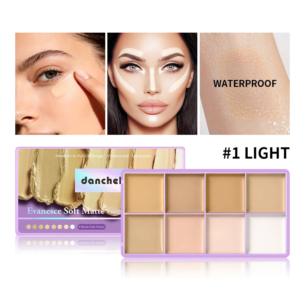 Cream Concealer Palette Waterproof Full Coverage for Professional Makeup and Daily Face Sculpting