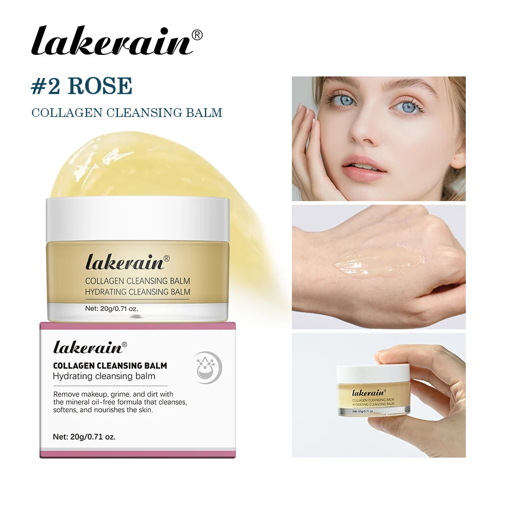 Collagen Cleansing Balm Deep Pore Makeup Remover for Daily Facial Care and Hydrated Skin Glow