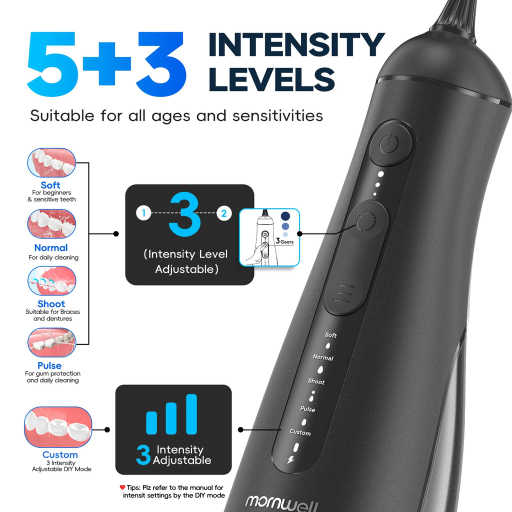 Electric Oral Irrigator Portable Water Flosser with 5 Cleaning Modes for Daily Dental Care