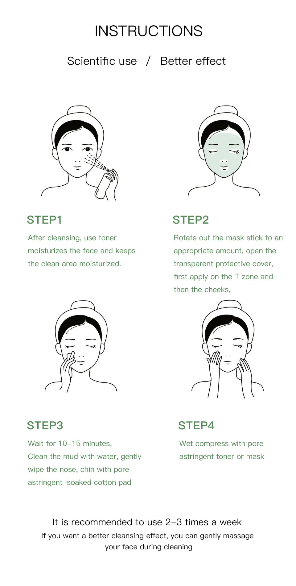 Green Tea Cleansing Stick Deep Moisturizing Oil Control Mask for Unisex Whole Face Treatment - 16