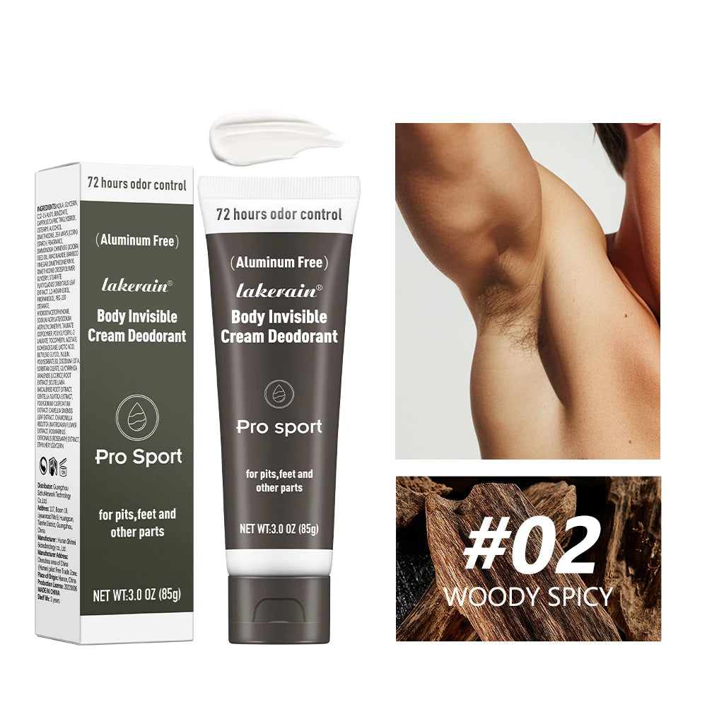 Body Deodorant Cream Long Lasting Odor Protection for Men Daily Use and Active Sport Travel