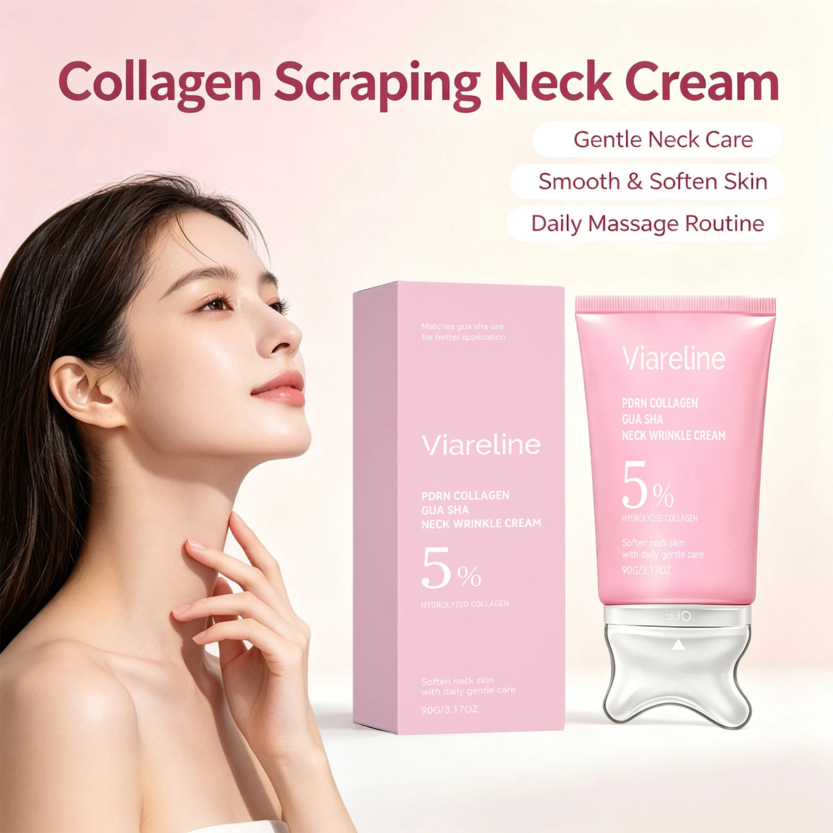 Collagen Neck Cream Firming Moisturizer for Dry Skin and Anti Aging Routine Daily Care