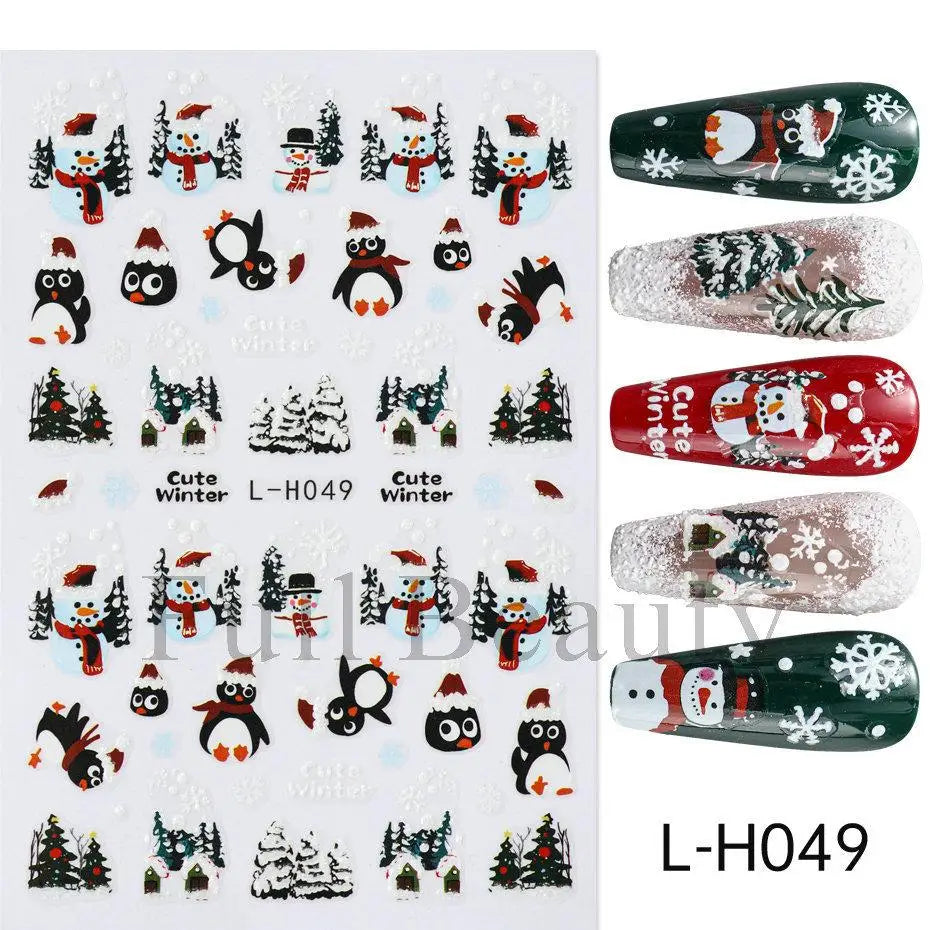 Christmas Nail Stickers Winter Decals for Salon Manicure and Home Holiday Decoration