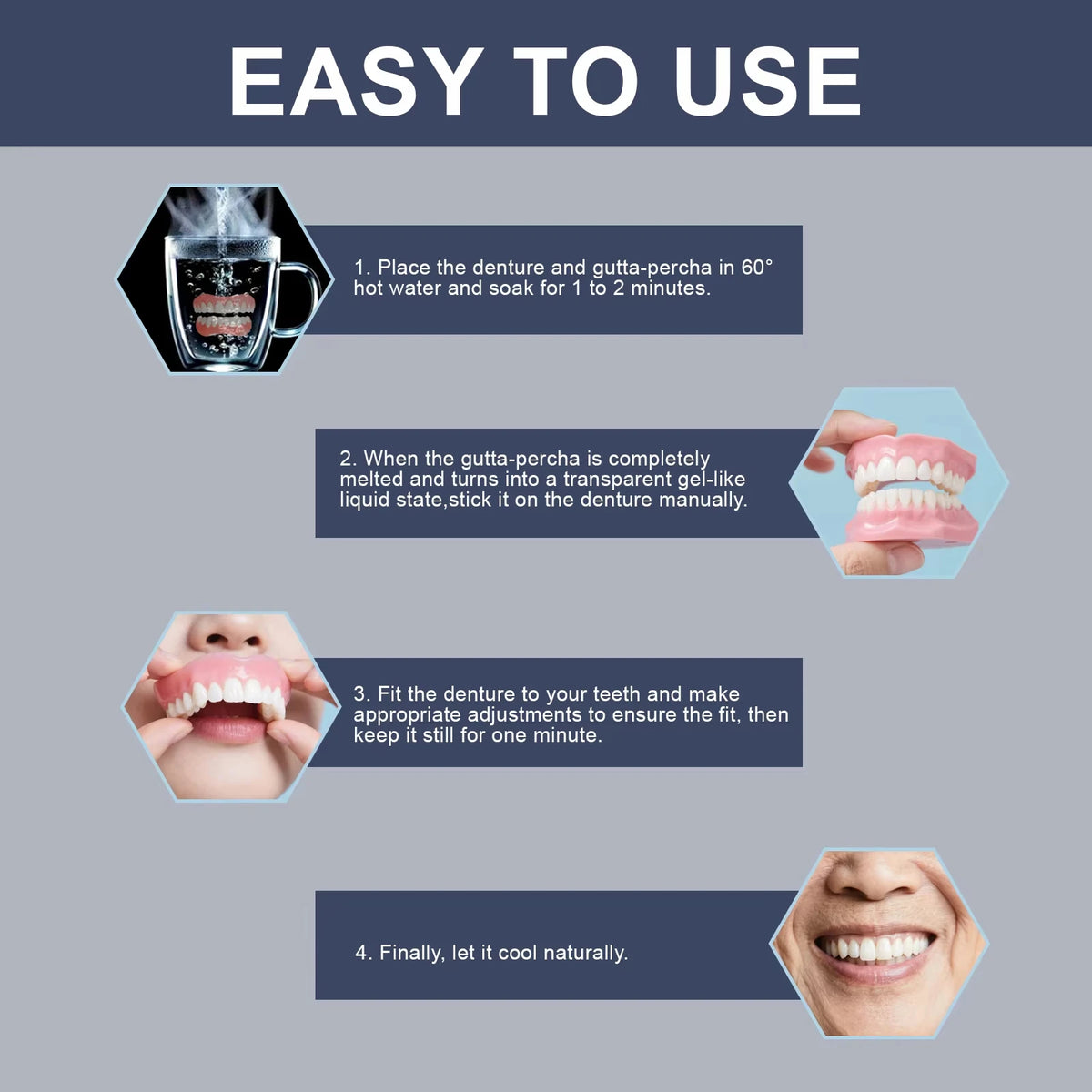 Silicone Dentures Natural Fake Teeth Soft Comfort Fit for Adults Daily Oral Beauty Use