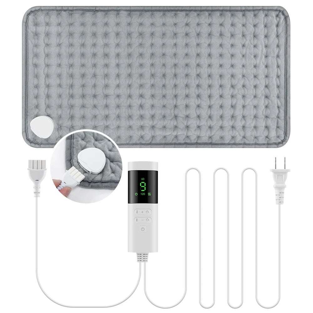 Electric Heating Pad with 9 Heat Levels and 4 Timer Settings for Back and Neck Relief