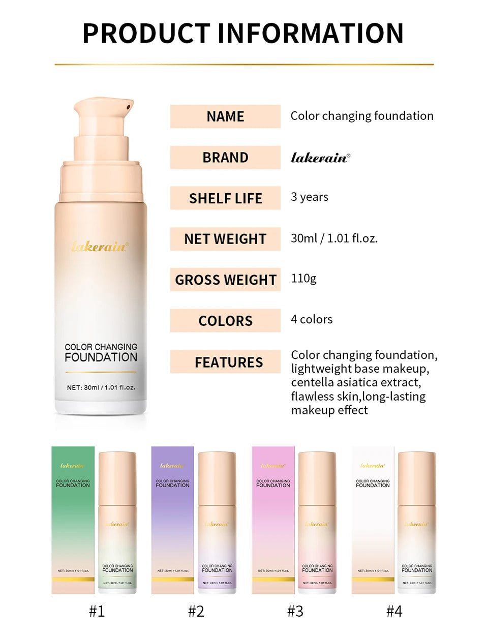 Color Changing Foundation Moisturizing Liquid Base for Women Daily Makeup