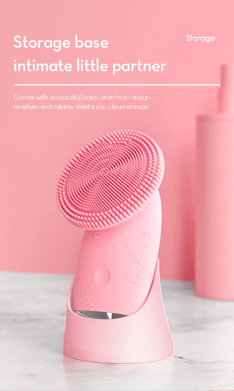 Electric Facial Cleansing Brush Sonic Vibration Scrubber for deep pore cleaning at home