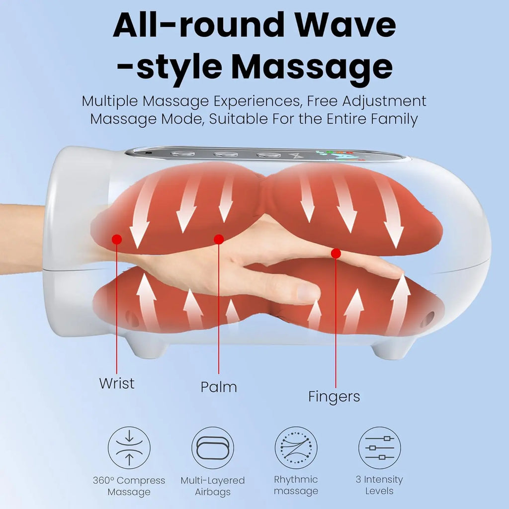 Electric Hand Massager with Airbag Compression and Heat for Office Workers at Home