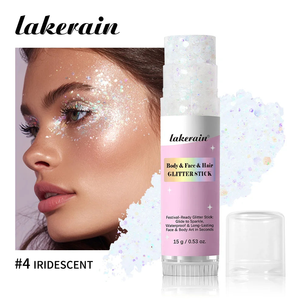 Body Glitter Stick Waterproof Shimmer Balm for Festival Party Makeup and Face Hair Glow