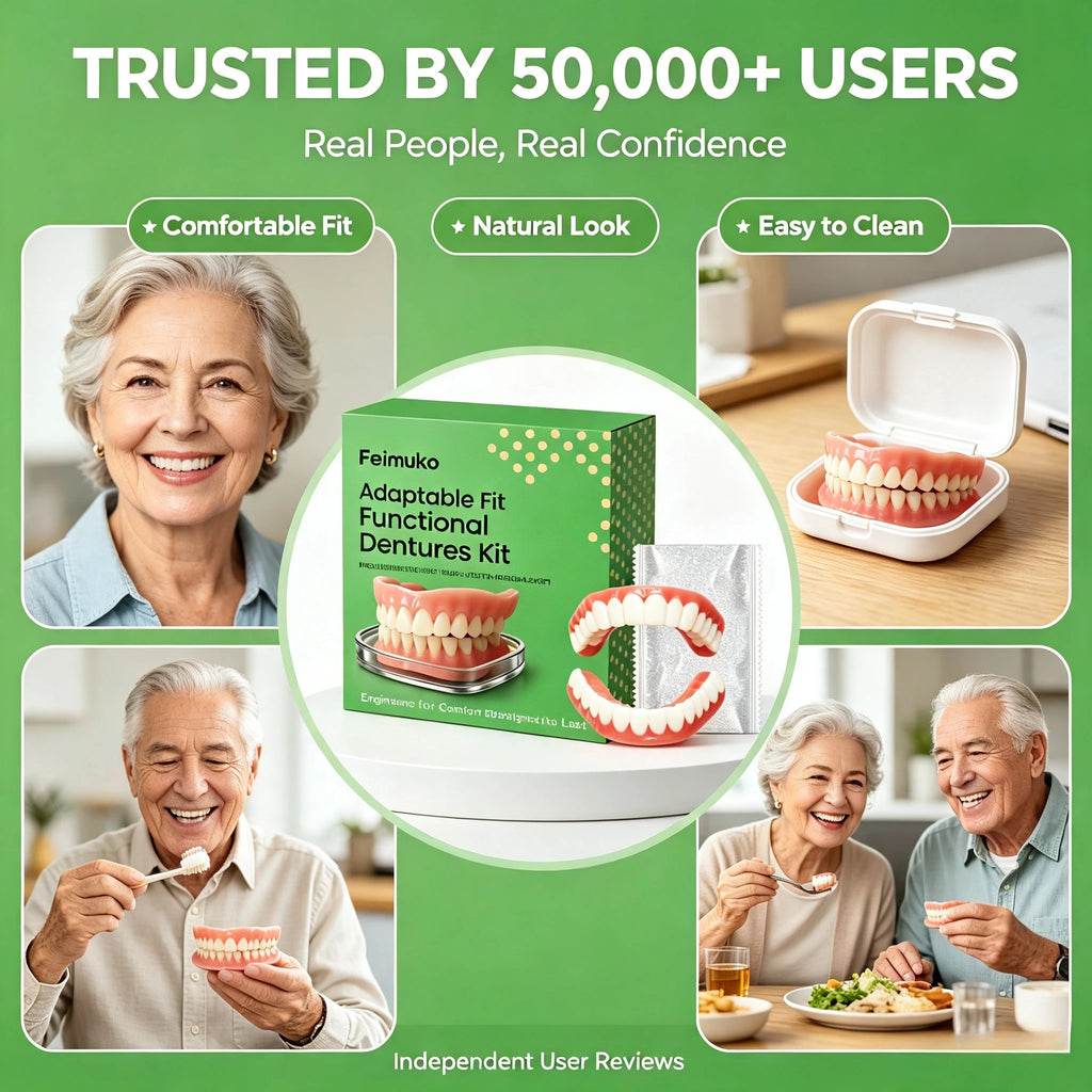 Soft Silicone Snap On Dentures Natural Fit Smile Teeth for Adults at Home Daily Use