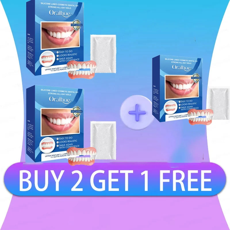 Natural Silicone Dentures Instant Comfort Fit Teeth for Men and Women for Confident Smile