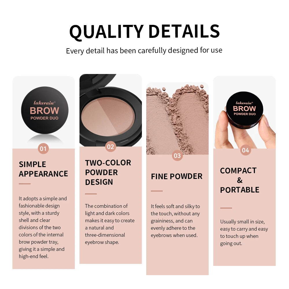 Brow Powder Duo Waterproof Contour Palette for Natural Eyebrow Definition and Face Makeup