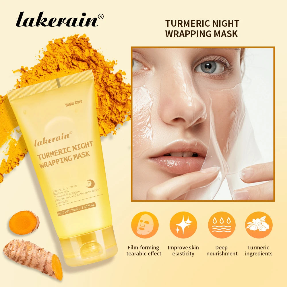 Collagen Turmeric Peel Off Facial Mask Deep Hydration Night Care for Women at Home