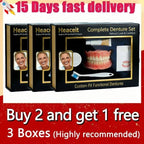 Silicone Full Denture Set Cosmetic Natural Look Comfortable Fit for Adults Daily Oral Care