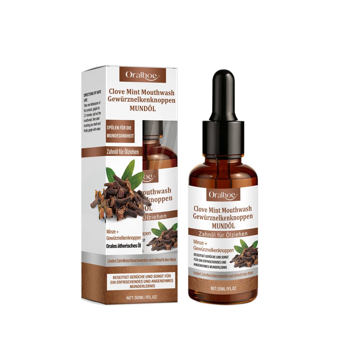 Clove Mint Mouthwash Remove Yellow Teeth Plaque for Daily Oral Care and Fresh Breath