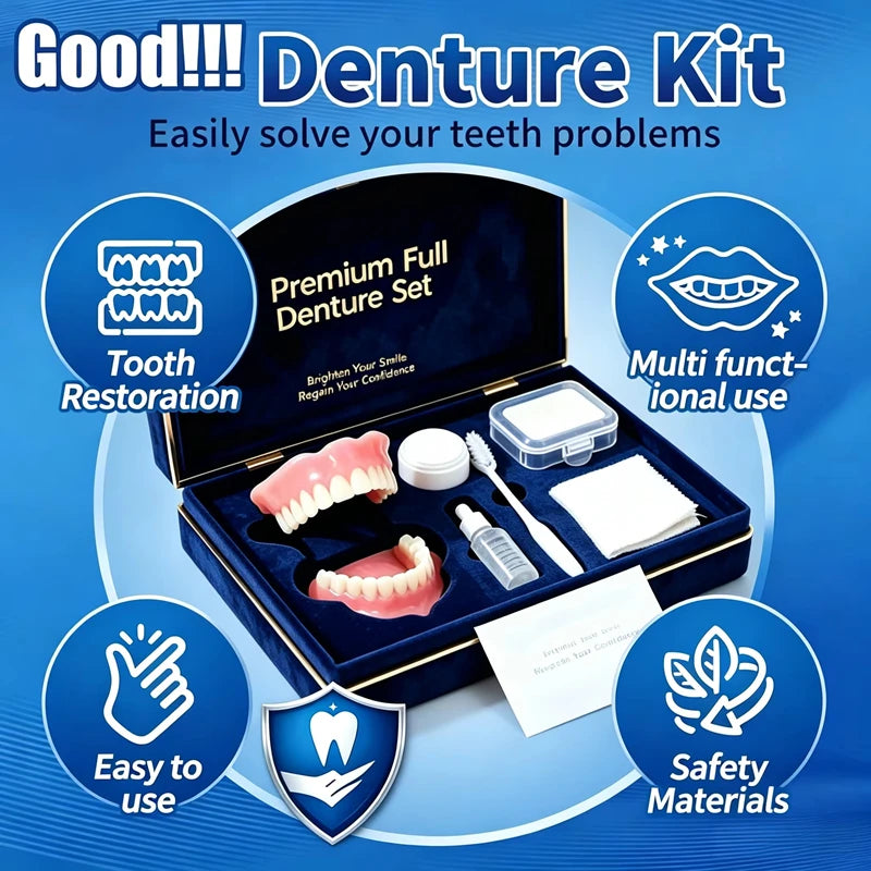 Cosmetic Denture Kit Realistic Upper Lower Teeth Set for Daily Smile Enhancement