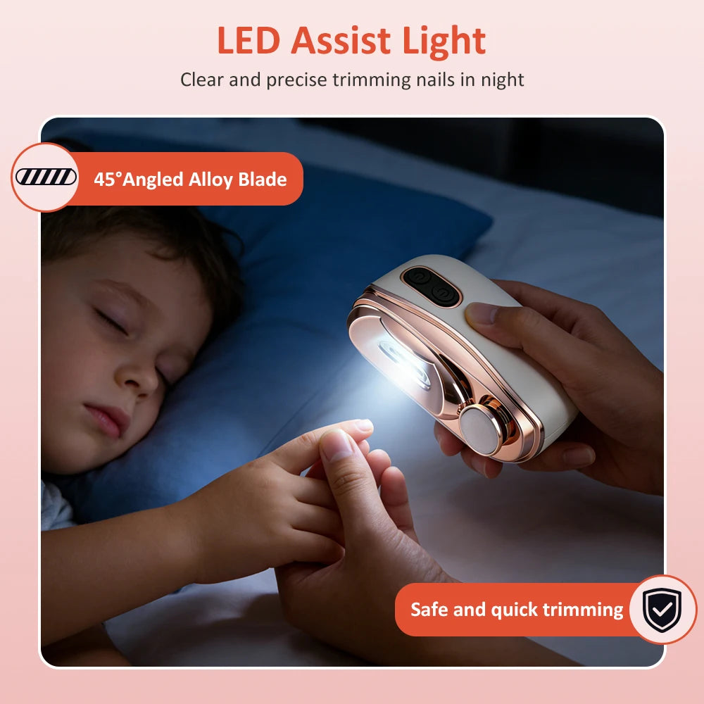 Electric Nail Clipper Automatic Trimmer with LED Light for Adults and Babies at Home