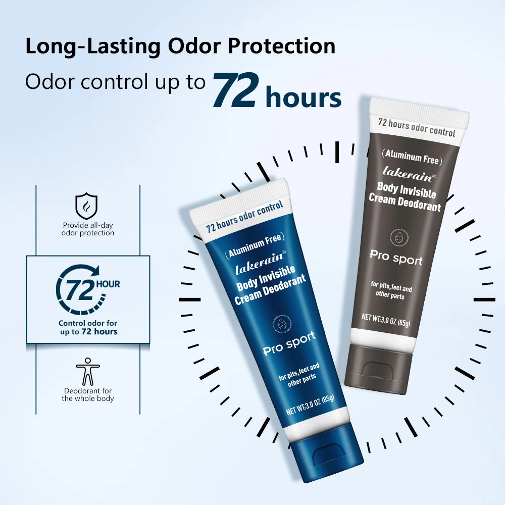 Body Deodorant Cream Long Lasting Odor Protection for Men Daily Use and Active Sport Travel