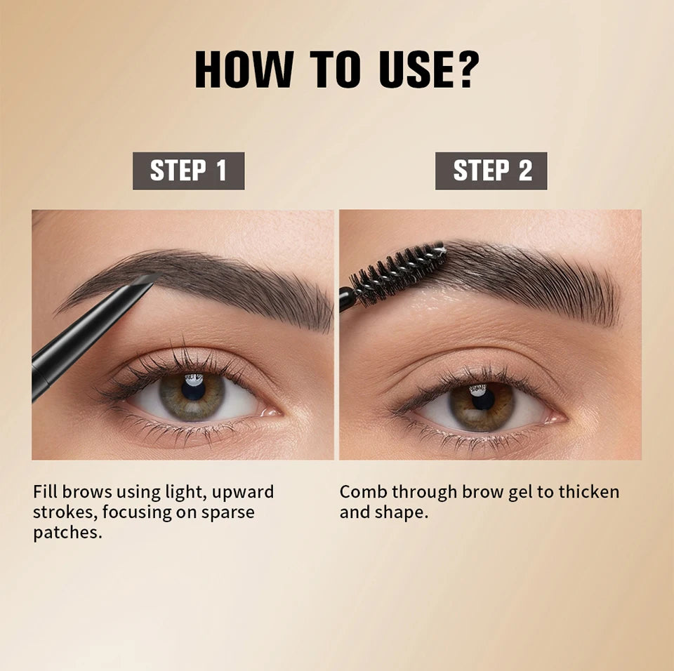 Waterproof Brow Pencil and Gel Smudge Proof Eyebrow Makeup for Women Daily Beauty Routine