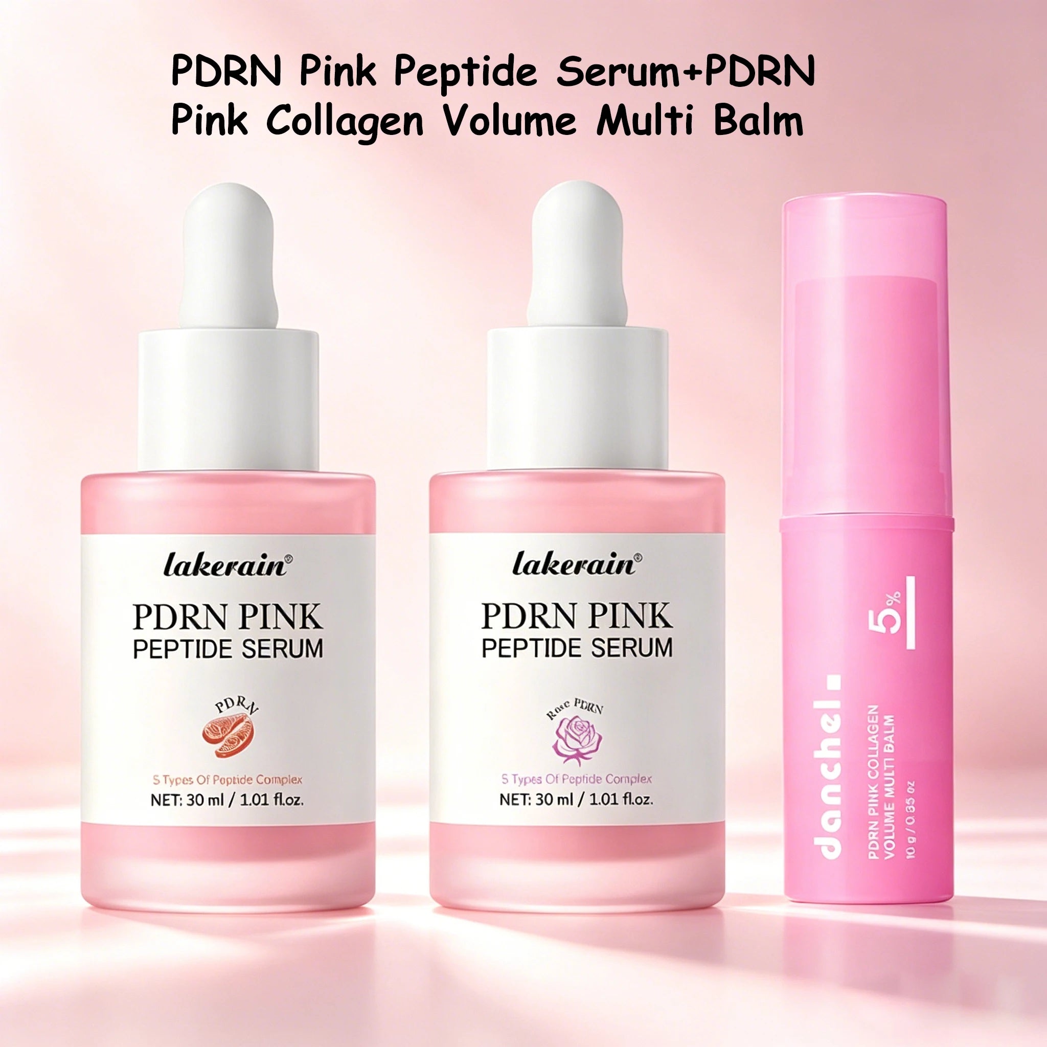 Salmon PDRN Pink Peptide Serum and Collagen Multi Balm for Radiant Skin and Face Hydration - 1