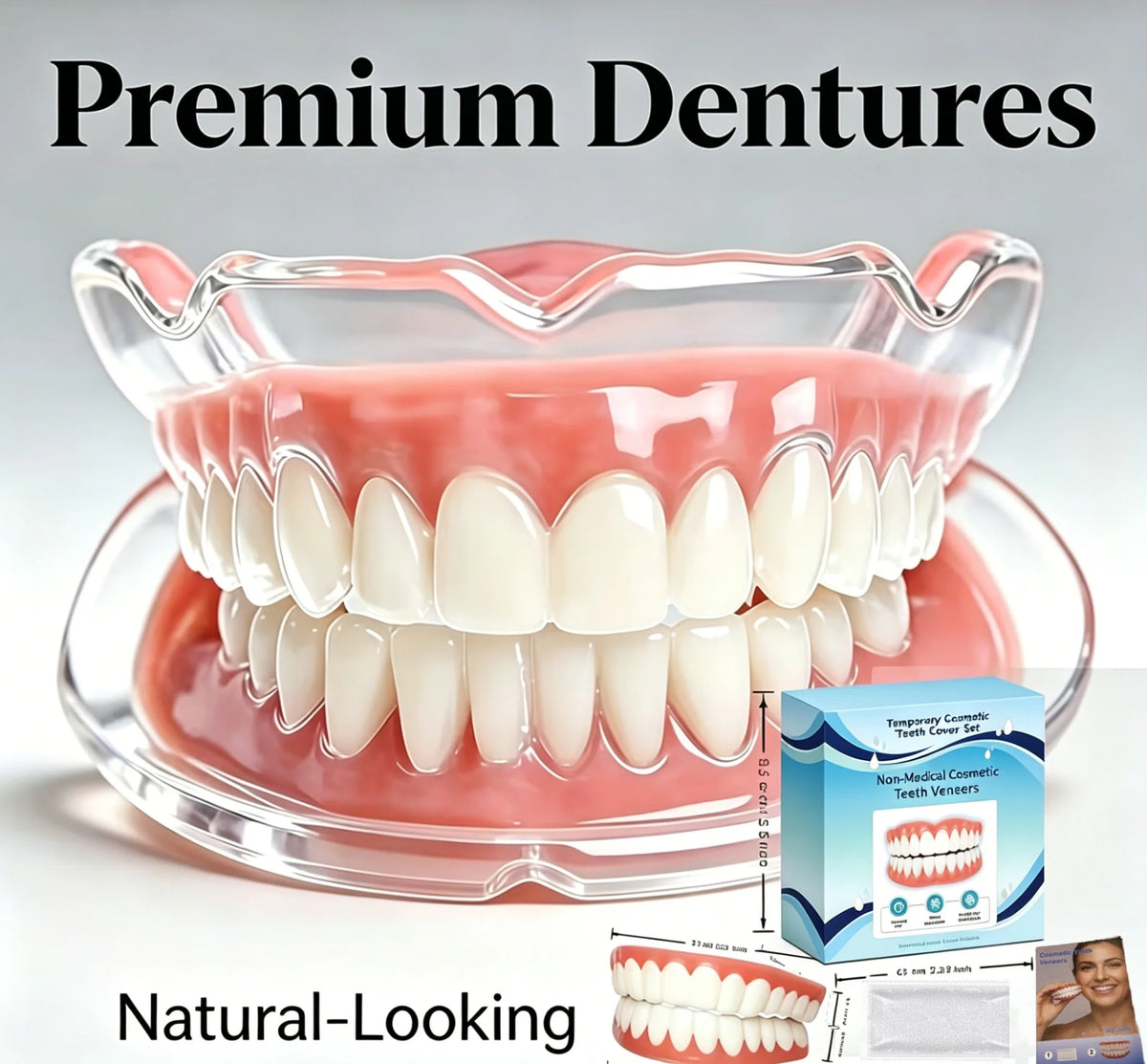 Adjustable Silicone Denture Kit Natural Look Teeth Set for Men and Women for Daily Oral Comfort