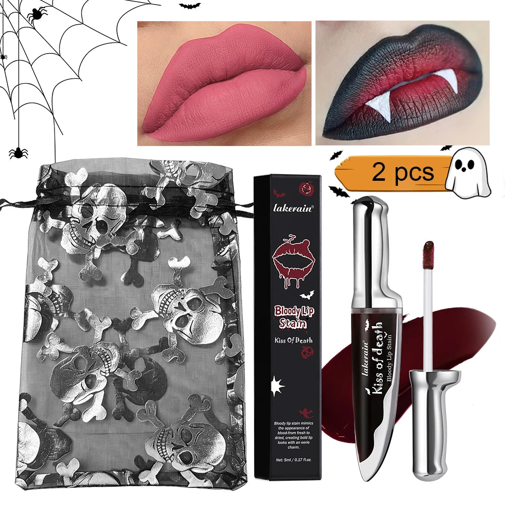 Bloody Lip Stain Liquid Lipstick Waterproof Long Lasting for Halloween Party and Gothic Makeup