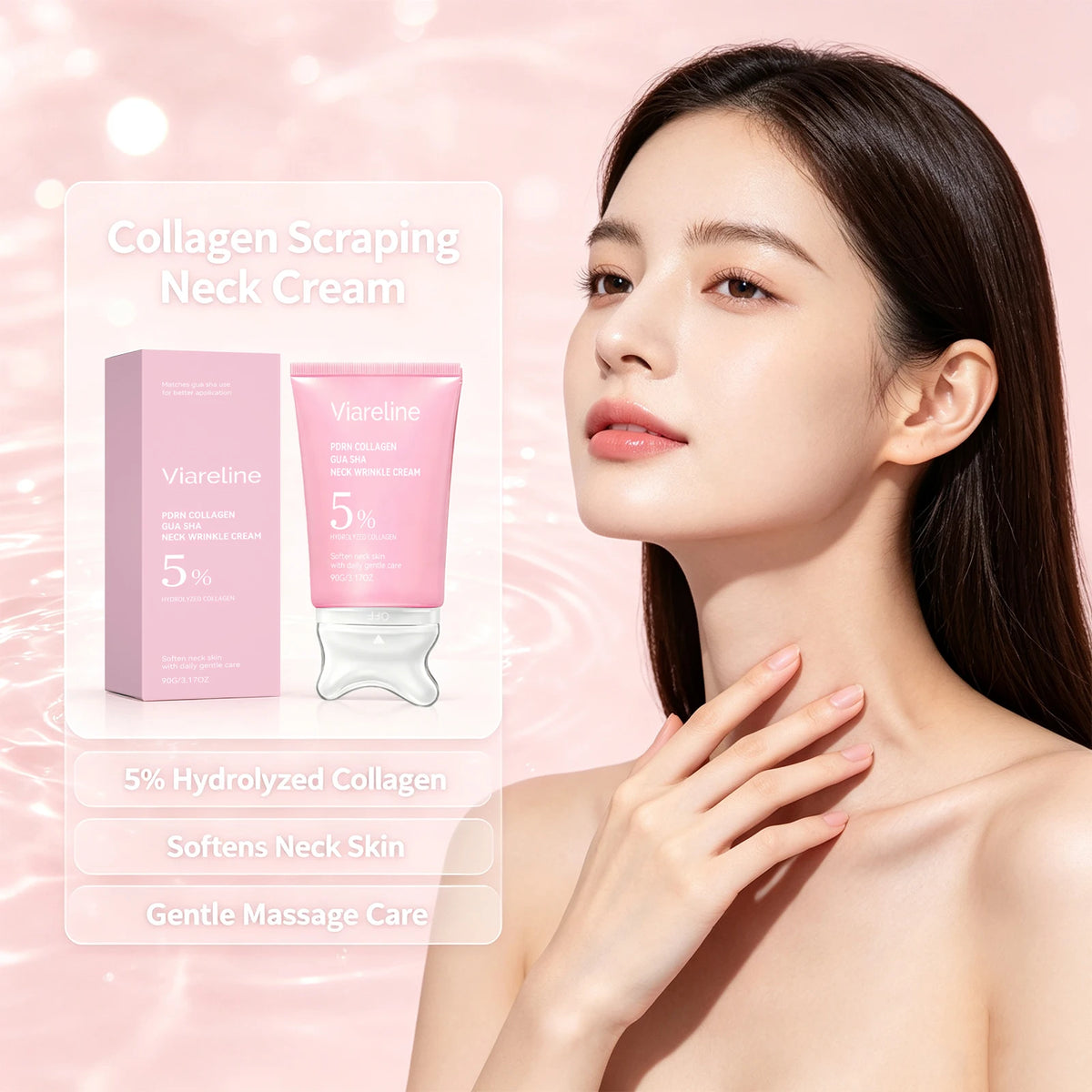 Collagen Neck Cream Firming Moisturizer for Dry Skin and Anti Aging Routine Daily Care