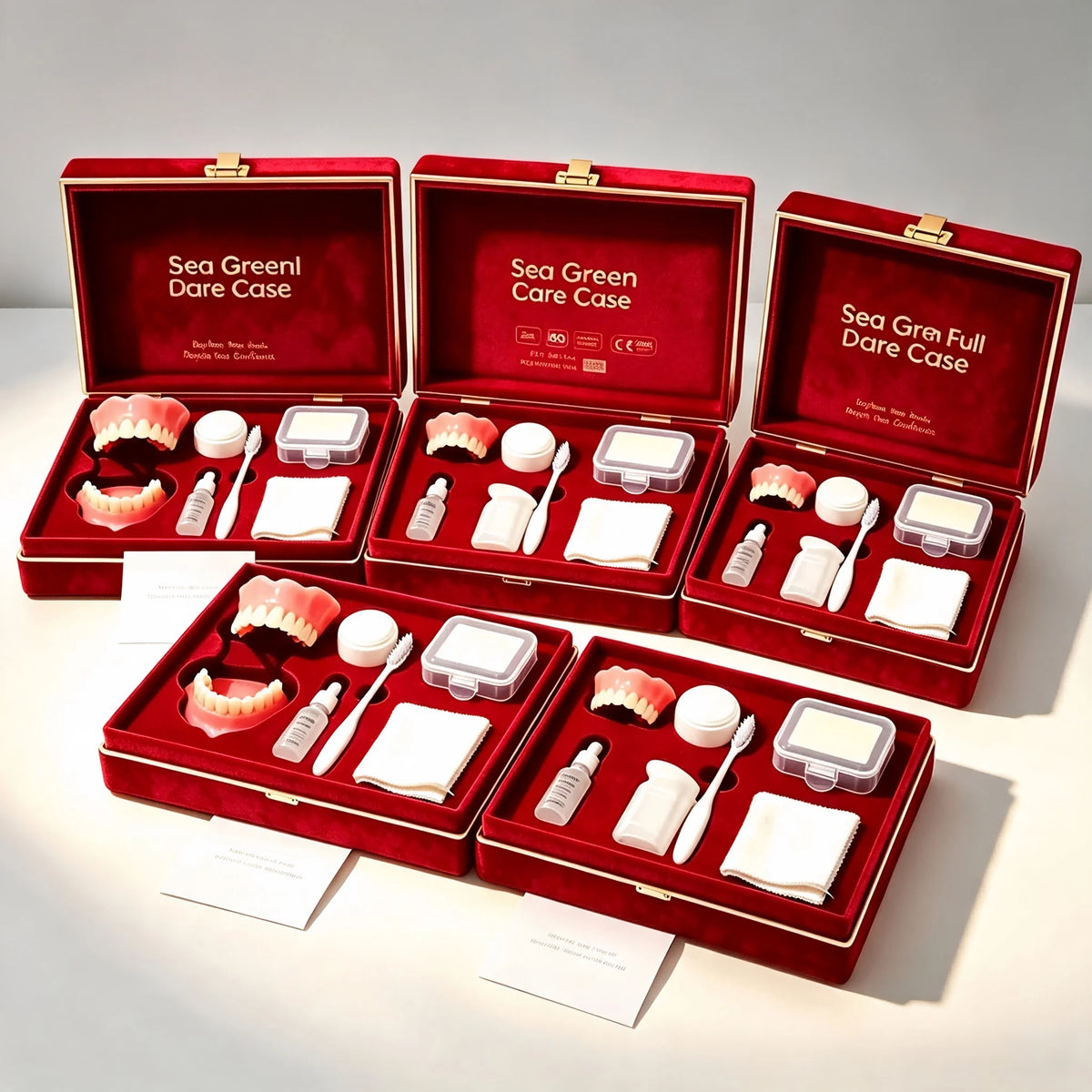 Full Mouth Denture Set with Storage Case Cleaning Tools for Comfortable Fit Daily Dental Care