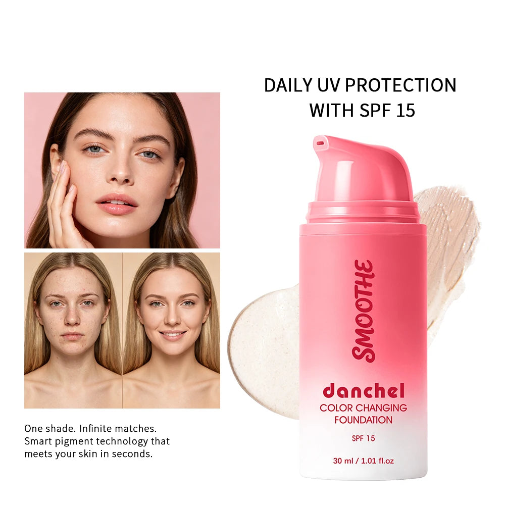 Color Changing Foundation Flawless Seamless Coverage for Women Daily Face Makeup Natural Glow