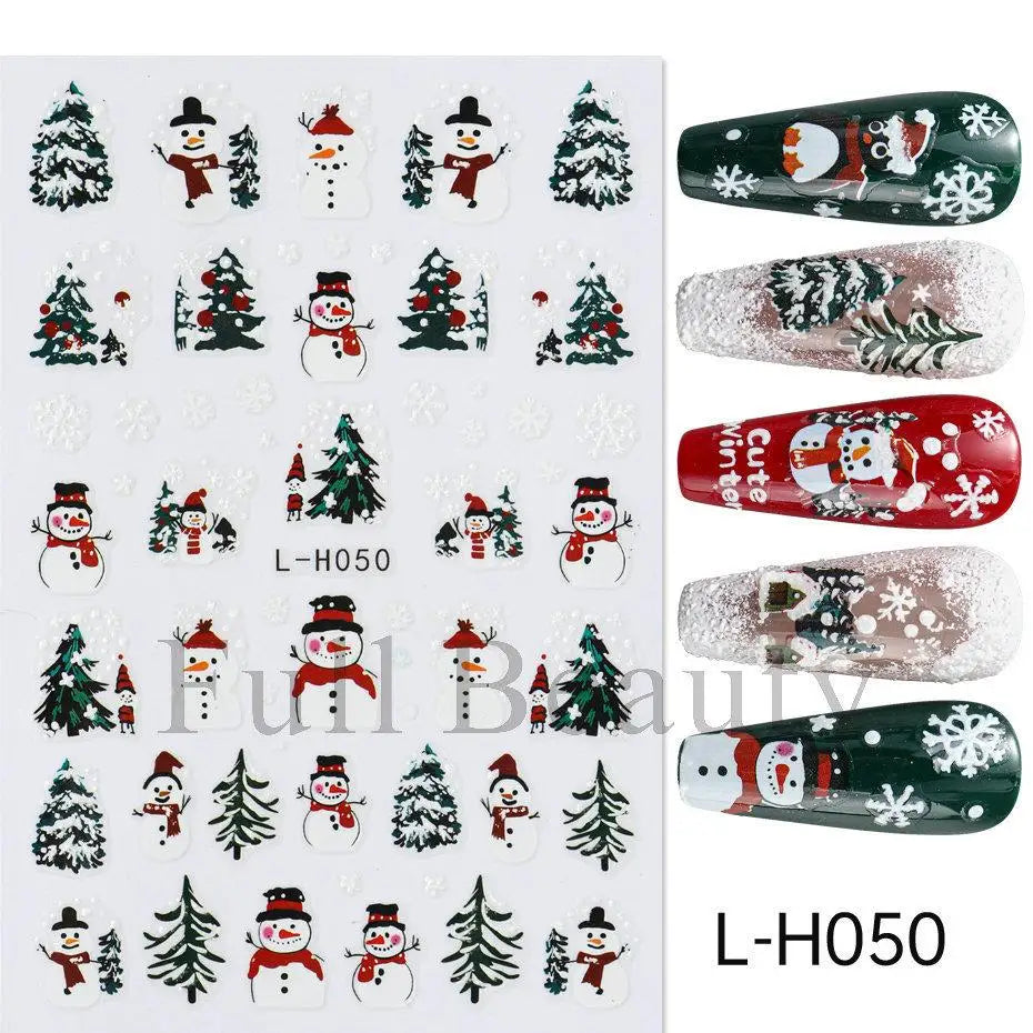 Christmas Nail Stickers Winter Decals for Salon Manicure and Home Holiday Decoration