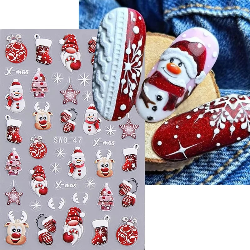 Christmas Nail Stickers Self Adhesive Art Decals for Winter Manicure Holiday Decoration