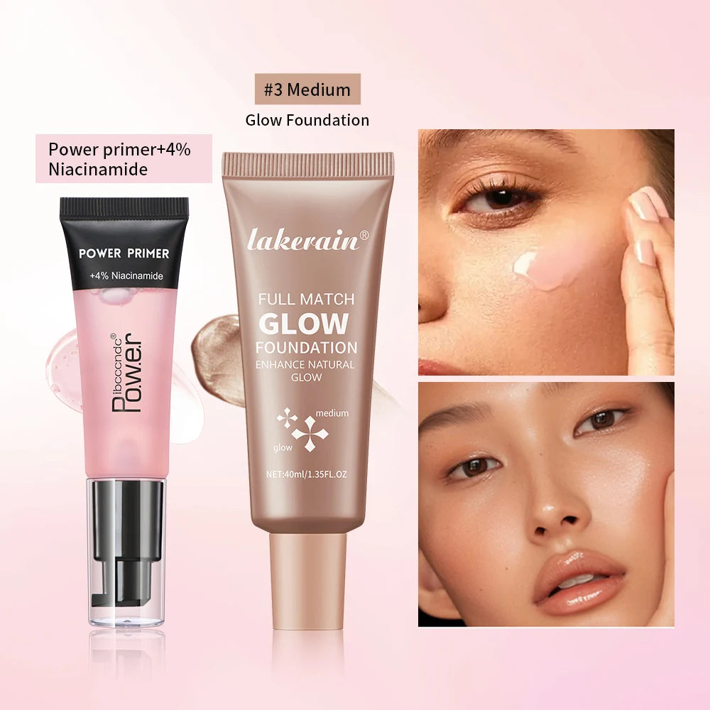 Power Primer and Glow Foundation Makeup Set for Radiant Skin for Women Daily Makeup Routine - 6