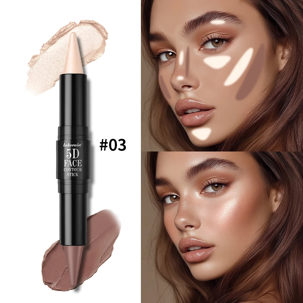 Dual Ended Face Contour Stick Highlighter Waterproof Makeup for Sculpting and Daily Beauty - 20