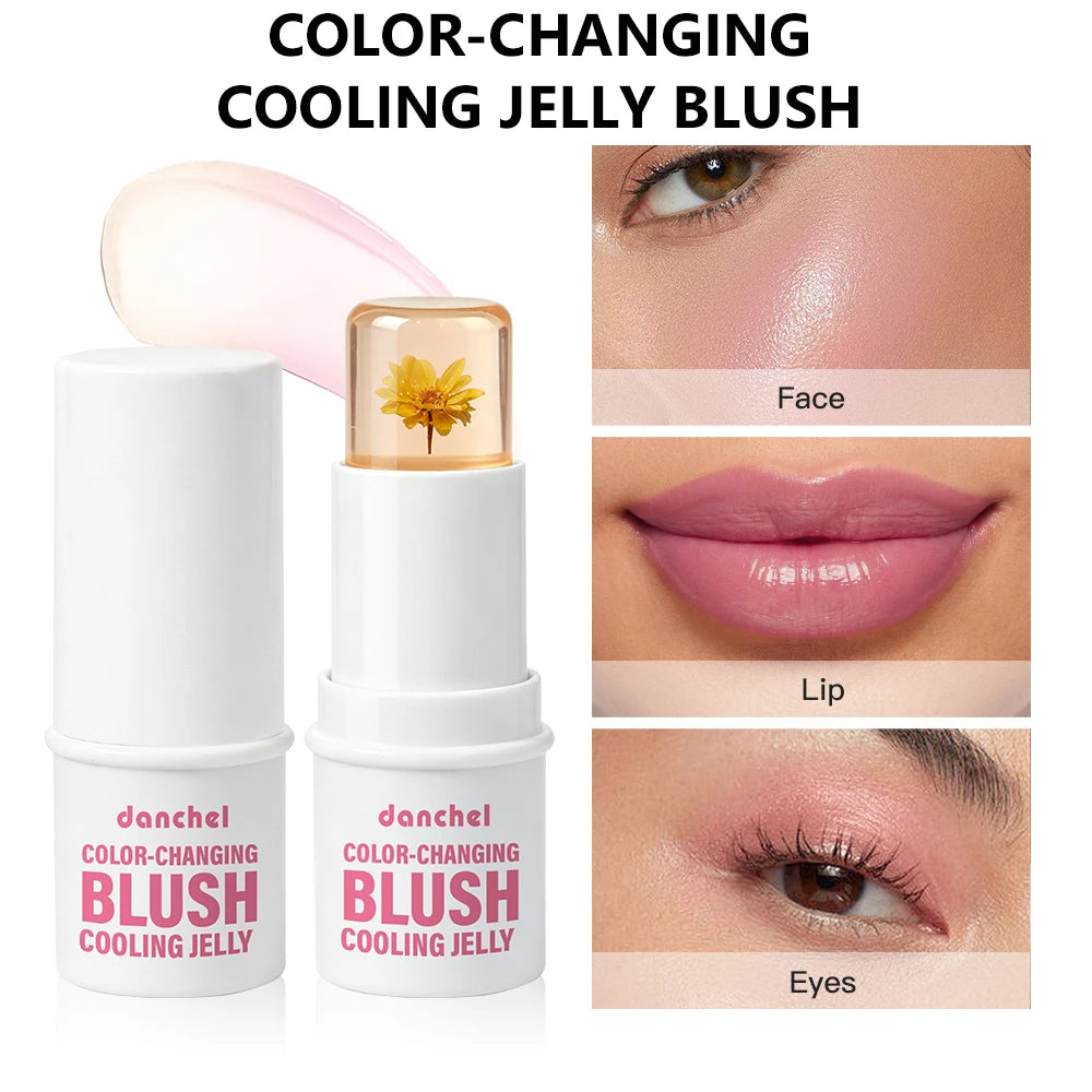 Color Changing Jelly Blush Stick pH Adaptive Hydrating Tint for Lips Cheeks and Eyes Daily