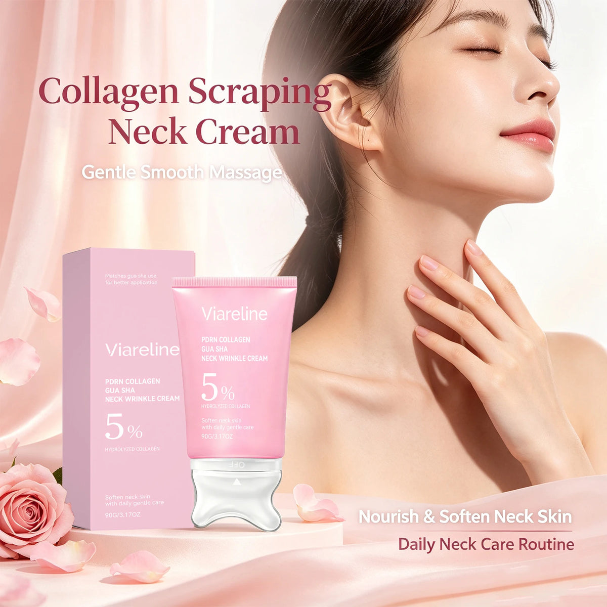 Collagen Neck Cream Firming Moisturizer for Dry Skin and Anti Aging Routine Daily Care