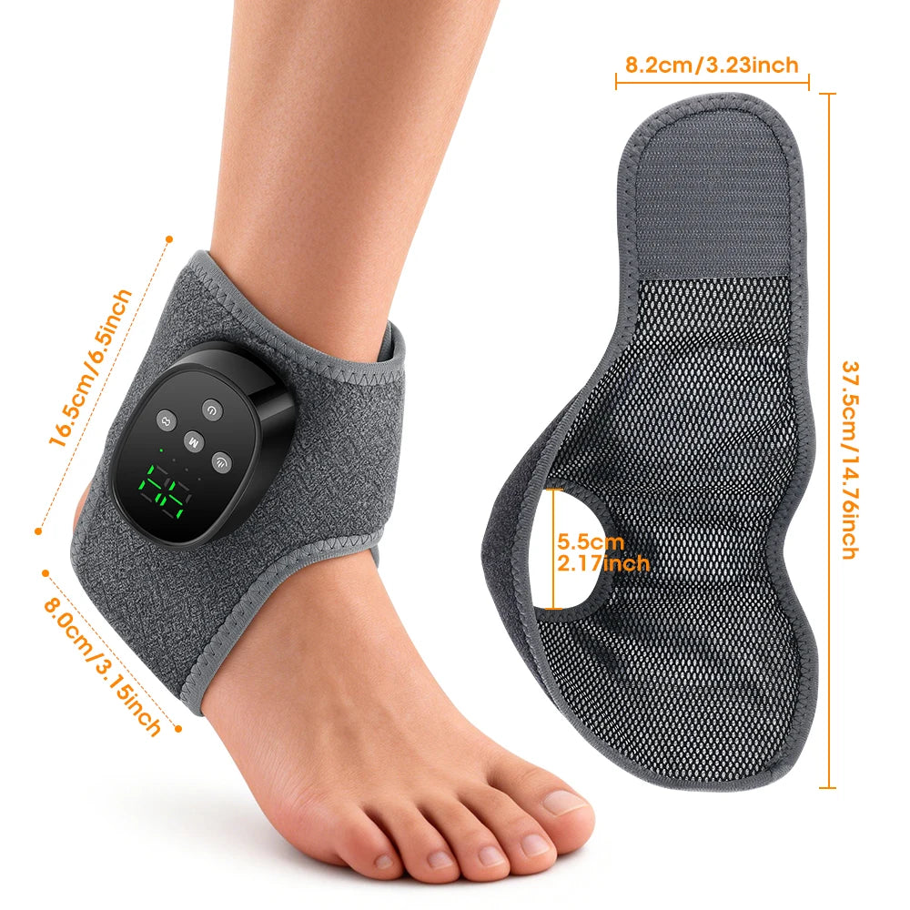 Electric Ankle Massager Heated Vibration Brace for Joint Relief at Home or After Sports