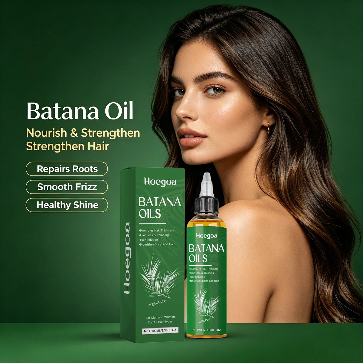 Pure Batana Oil for Hair Roots Strengthening and Anti Frizz for Unisex Daily Hair Care Routine