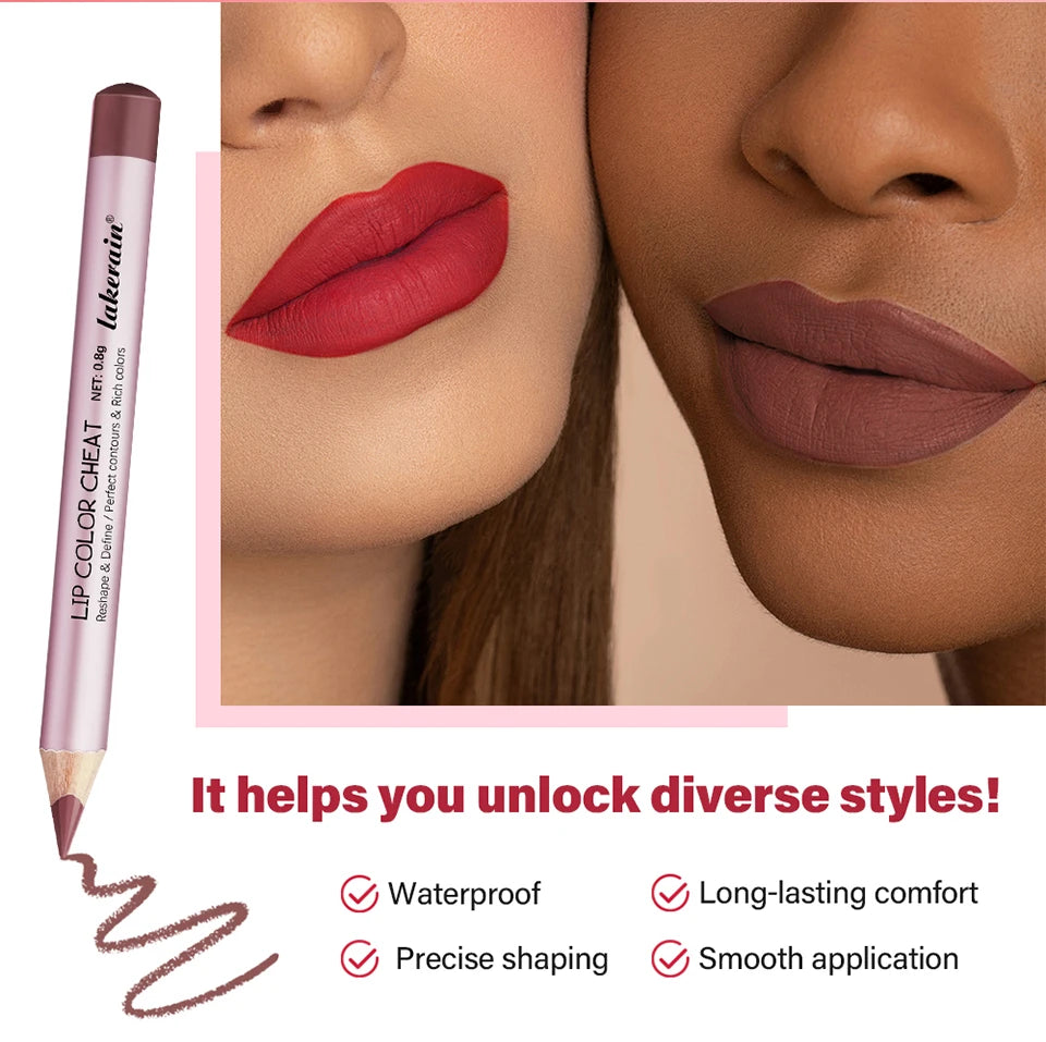 Matte Lip Liner Pencil Waterproof Contour Set for Women to Define Lips at Work or Parties