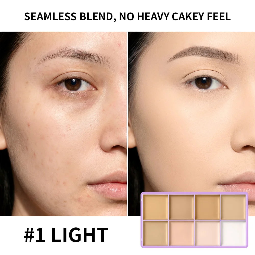 8 Shade Cream Concealer Palette Soft Matte Contour for All Skin Types Daily - 13