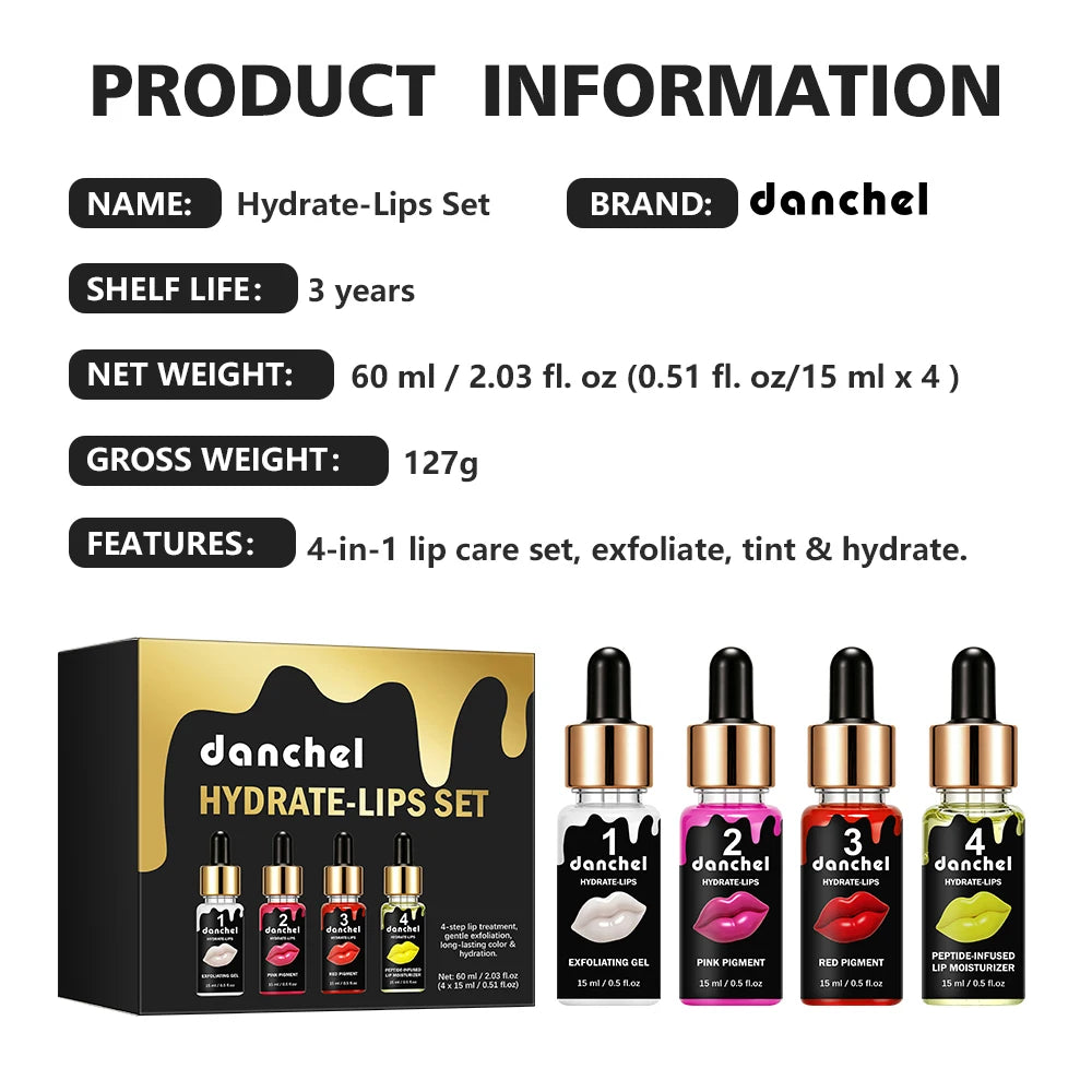 Hydrate Lips Set Exfoliating Gel and Peptide Moisturizer for Daily Lip Care Routine
