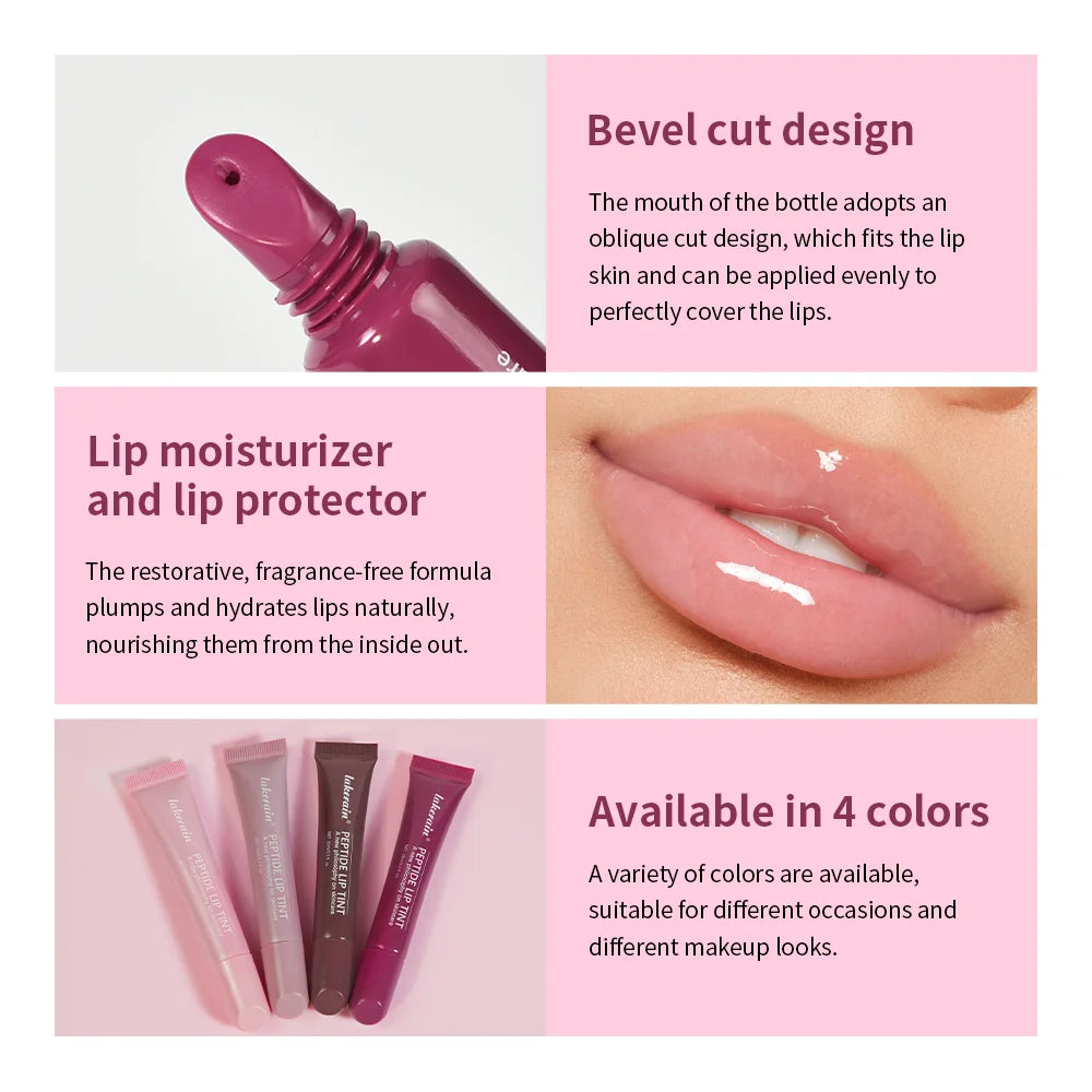 Peptide Lip Tint Moisturizing Gloss with Silky Smooth Texture for Daily Use and Care