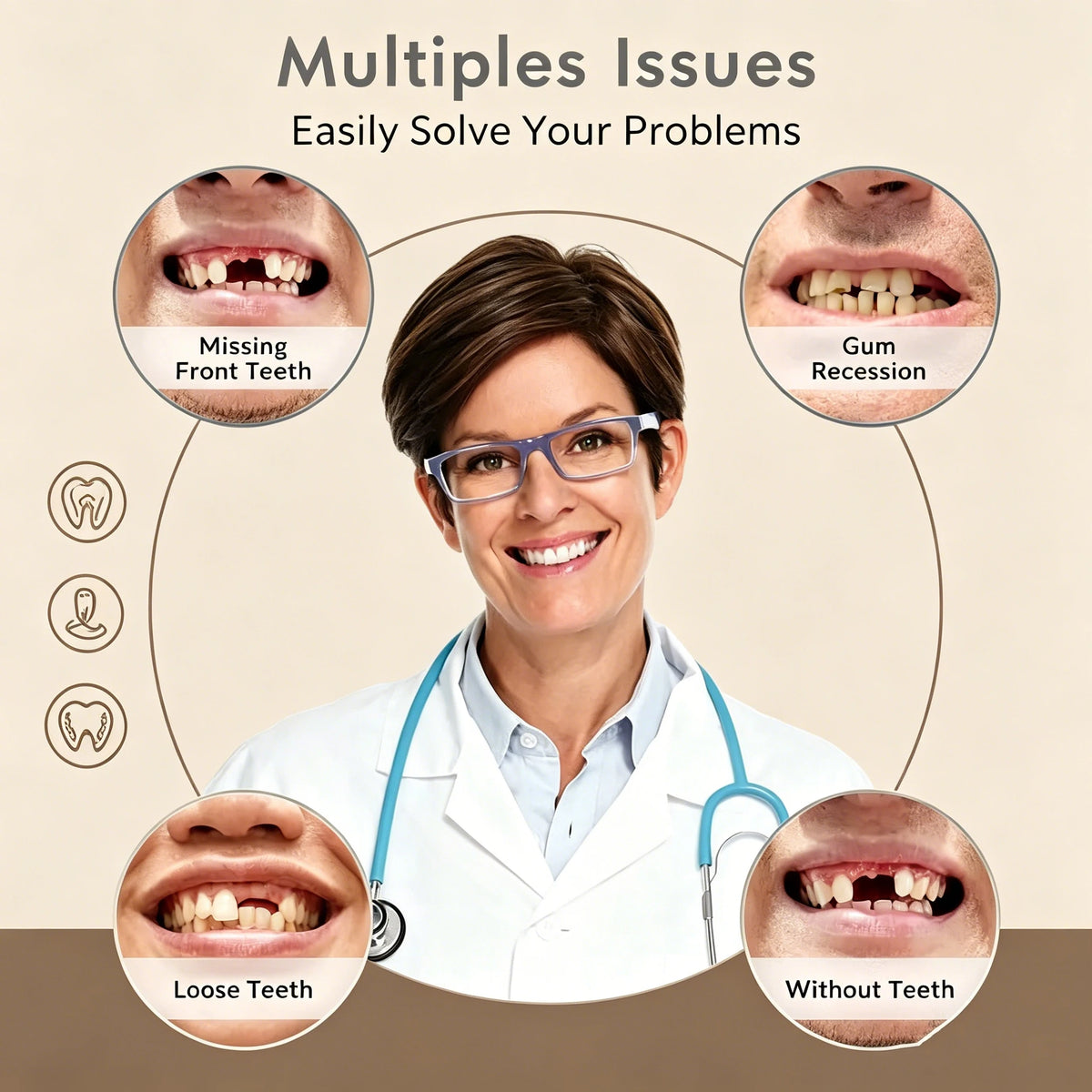 Realistic False Teeth Silicone Dentures Comfort Fit for Adults Seeking a Bright Smile